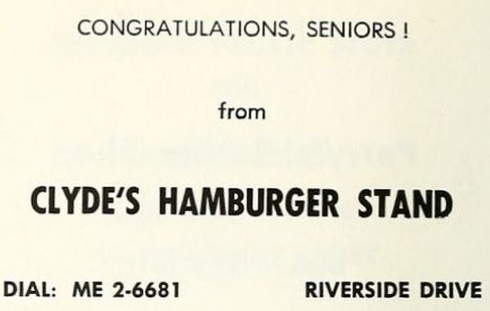 Clydes Drive-In - Yearbook Ad (newer photo)